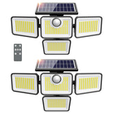Omibee 4500LM solar light front view highlighting bright outdoor illumination for driveways and entryways.