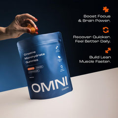 One gummy held in hand showing 1g dose for simple daily supplementation.