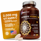 OmniBiotics Ultimate Vitamin C 2000mg bottle front highlighting immune-support formula.