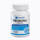 OMOGS Probiotics bottle displaying 90 billion CFUs for digestive balance.