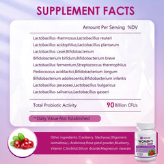 OMOGS probiotic with cranberry extract highlights urinary health support.