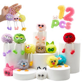 OMyFav 12-piece kids keychains set with colorful plush designs for backpacks
