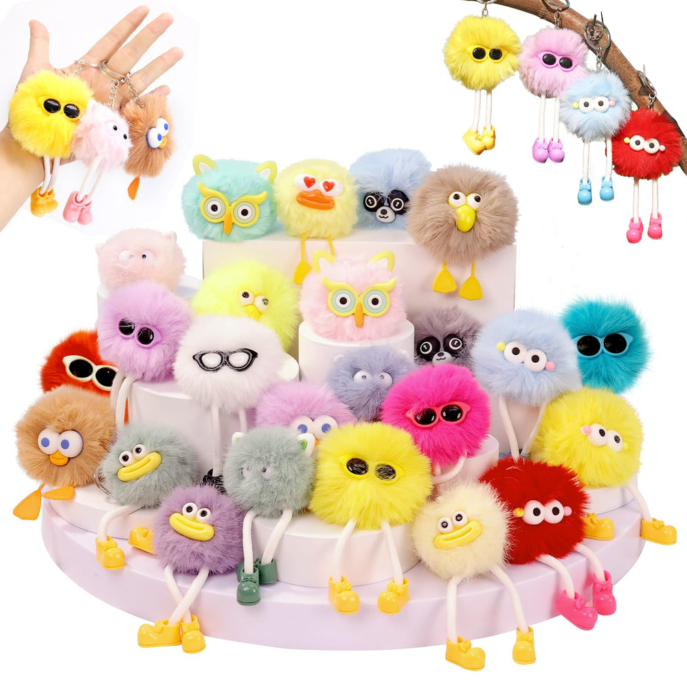 OMyFav fluffy plush keychains in four sizes for Easter fillers and classroom prizes.
