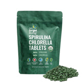 On Target Living organic spirulina chlorella tablets bottle front for easy daily nutrition.
