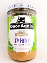 Once Again sesame tahini jar close-up shows creamy texture for spreads.