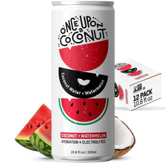 Once Upon A Coconut Watermelon Coconut Water bottle—ideal for on-the-go hydration.