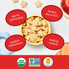 Close-up of Apple-Sweet-Potato-Coconut puff, natural ingredients suitable for curious eaters