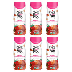 Once Upon a Farm strawberry coconut sweet potato puffs front view for wholesome snacking
