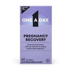 ONE A DAY Postnatal bottle close-up highlighting convenient daily intake for new moms