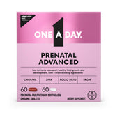 One A Day Prenatal Advanced bottle pouring capsules for easy daily use and brain development support
