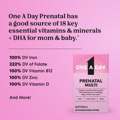 One A Day Prenatal DHA softgel emphasizing omega-3 support for prenatal nutrition.