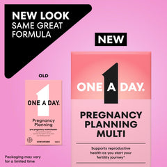 ONE A DAY prenatal tablets highlight folate and methylfolate for mom