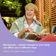 One A Day Women's Menopause Multivitamin tablet closeup showing easy-to-swallow dose.