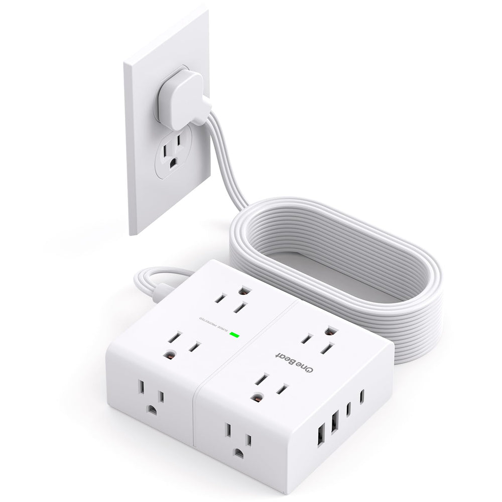 One Beat 10ft extension cord with flat plug for compact desk setup