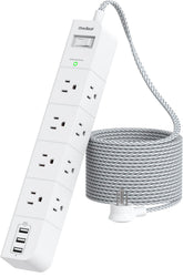 One Beat extension cord displaying eight outlets on three sides for spacious power access