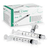 ONE-CARE 3ml Luer-Lock syringe with a clear barrel for accurate measurement.