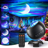 One Fire Northern Lights projector casting vibrant auroras on the ceiling for immersive bedroom ambiance.