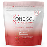 One Sol Creatine for Women label close-up highlighting clean branding and vegan formulation.