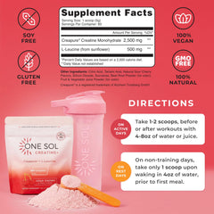 One Sol Creatine for Women powder on a surface ready to mix.