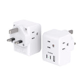 One Beat 2-Pack travel adapter front view, compact 6-in-1 design for UK connections.