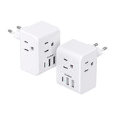 One Beat EU travel plug with 6-in-1 outlets for simultaneous device charging.