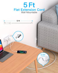 One Beat five-foot extension cord provides flexible reach for dorm desks.