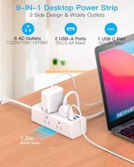 One Beat six-outlet USB-C layout powers multiple devices.