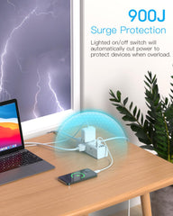 Three-side space-saving design of One Beat power strip on a desk