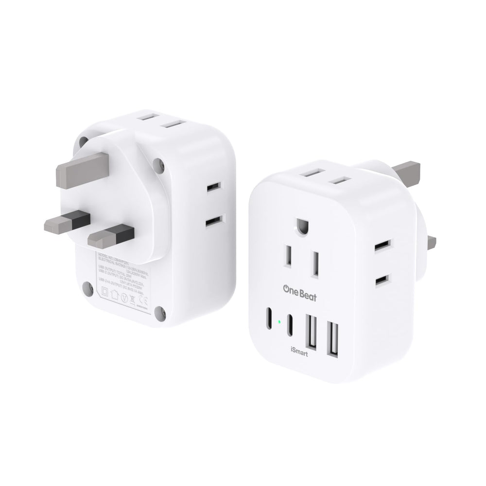 One Beat two-pack PD20W travel plug adapter in compact, carry-on friendly design.
