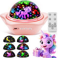 One Fire Unicorn Night Light with six projection slides for bedtime magic.