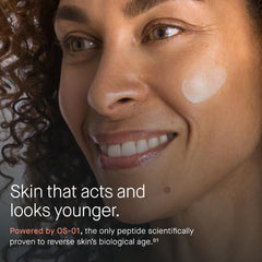 Close-up of OneSkin OS-01 Face peptide topical application supports skin vitality