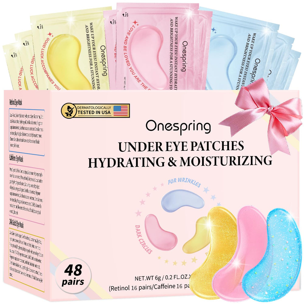 Onespring caffeine eye mask patches brighten and reduce puffiness for refreshed under-eye appearance