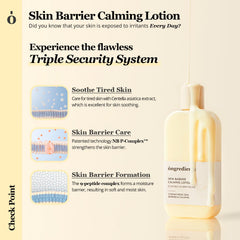 ONGREDIENTS Centella Extract illustration highlighting calming skincare benefits for irritated skin.