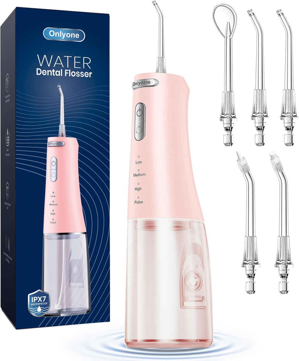 Onlyone water dental flosser nozzle close-up for precise gumline cleaning.