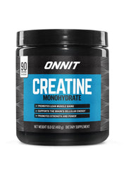 ONNIT Creatine Monohydrate Powder bottle with clear label for bulk value and convenience.