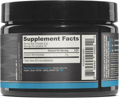 ONNIT Creatine Monohydrate Powder tub on shelf showing Non-GMO certification.