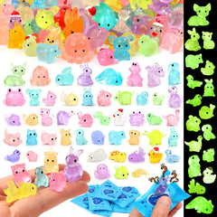 Onsioesd 100pcs glow mini resin animals for surprise decor and crafts