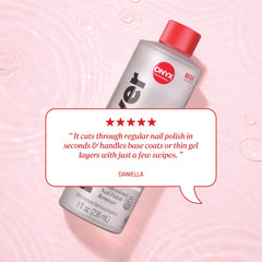 Onyx Professional artificial nails removal scene showcasing multi-use remover.