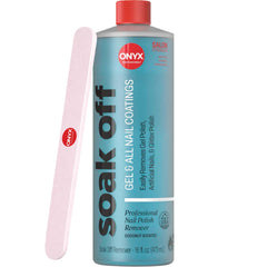 Onyx Professional coconut nail polish remover bottle with nourishing formula and coconut scent.
