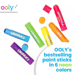 Ooly Chunkies neon colors on paper for bright, quick-dry drawings.