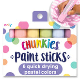 OOLY Chunkies pastel paint sticks pack for bright, no-muss color on paper.