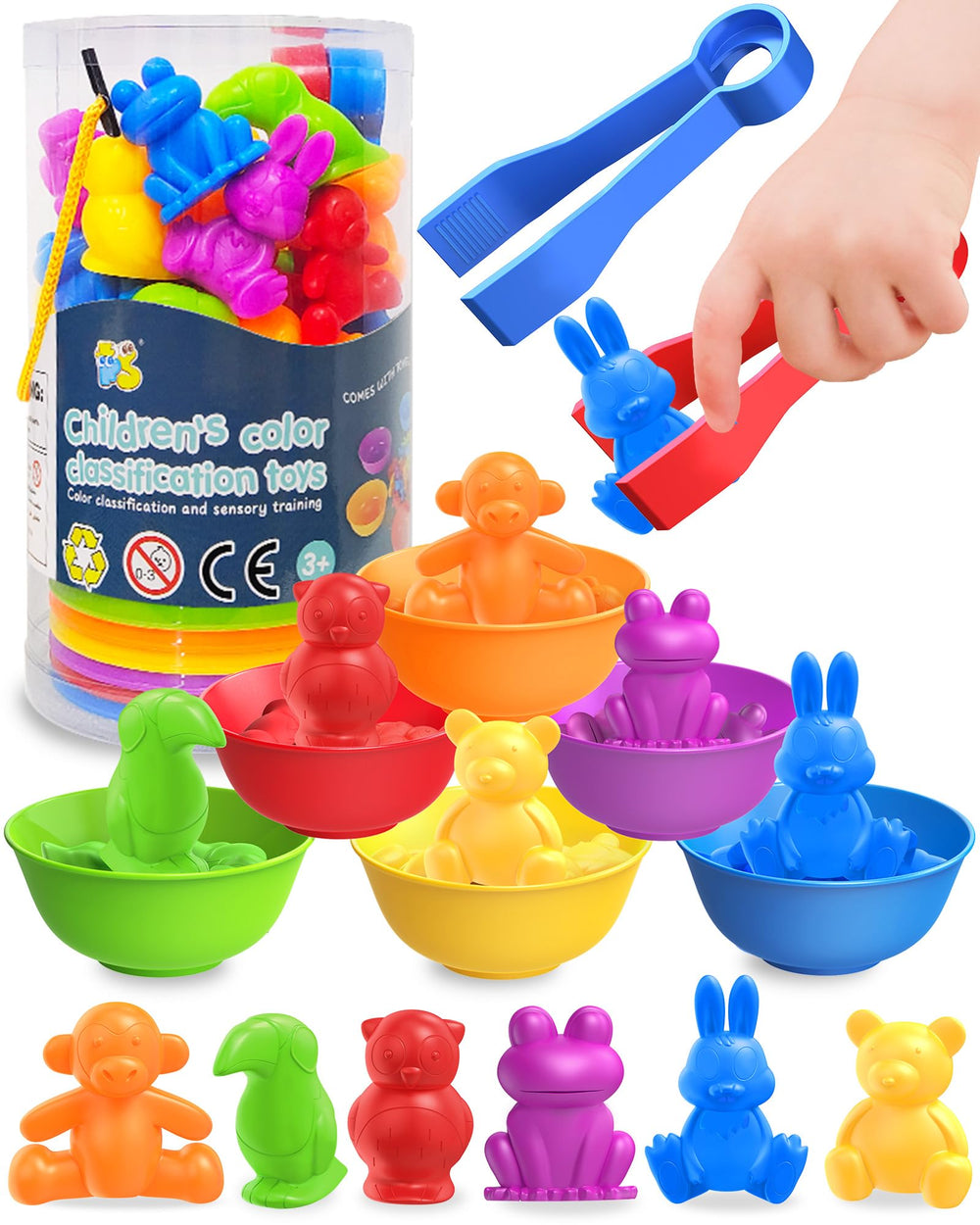 Oomloid Counting Animals set with 36 pieces for early math play.