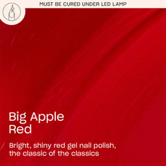 OPI GelColor Big Apple Red nails close-up showing chip-resistant, glossy color.