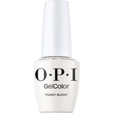 OPI GelColor Funny Bunny soft white creme bottle shows long-lasting shine.