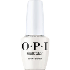 OPI GelColor Funny Bunny soft white creme bottle shows long-lasting shine.
