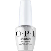 OPI GelColor Super Base Coat bottle demonstrating strong adhesion for gel nails.