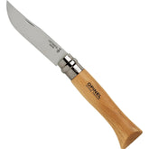 Opinel No. 08 INOX Sandvik blade close-up, sharp and corrosion-resistant