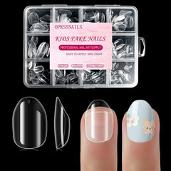 OPkssnails extra short almond kid nail tips for easy DIY nail art