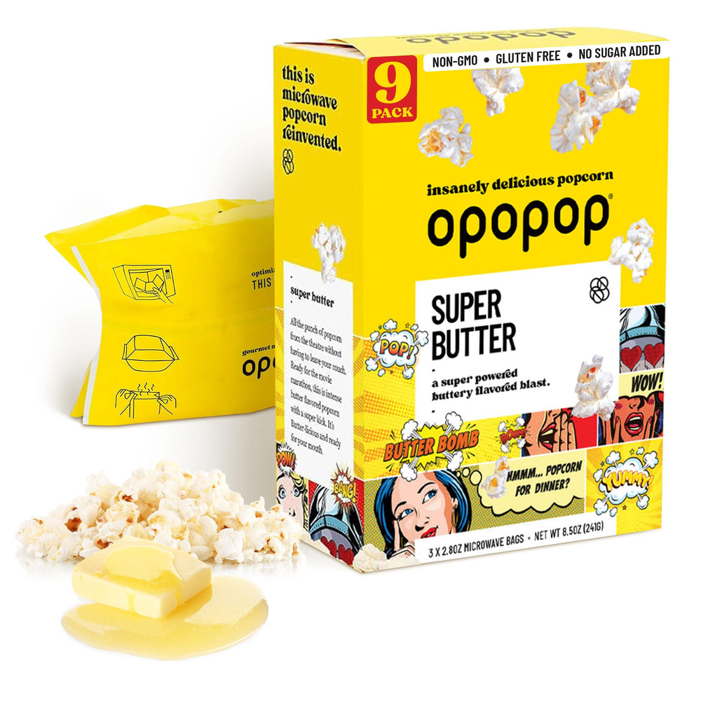 Opopop Super Butter microwave bags ready for a quick snack