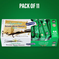 Oppenheimer USA Sugarless Halva Vanilla bar closeup reveals creamy tahini texture